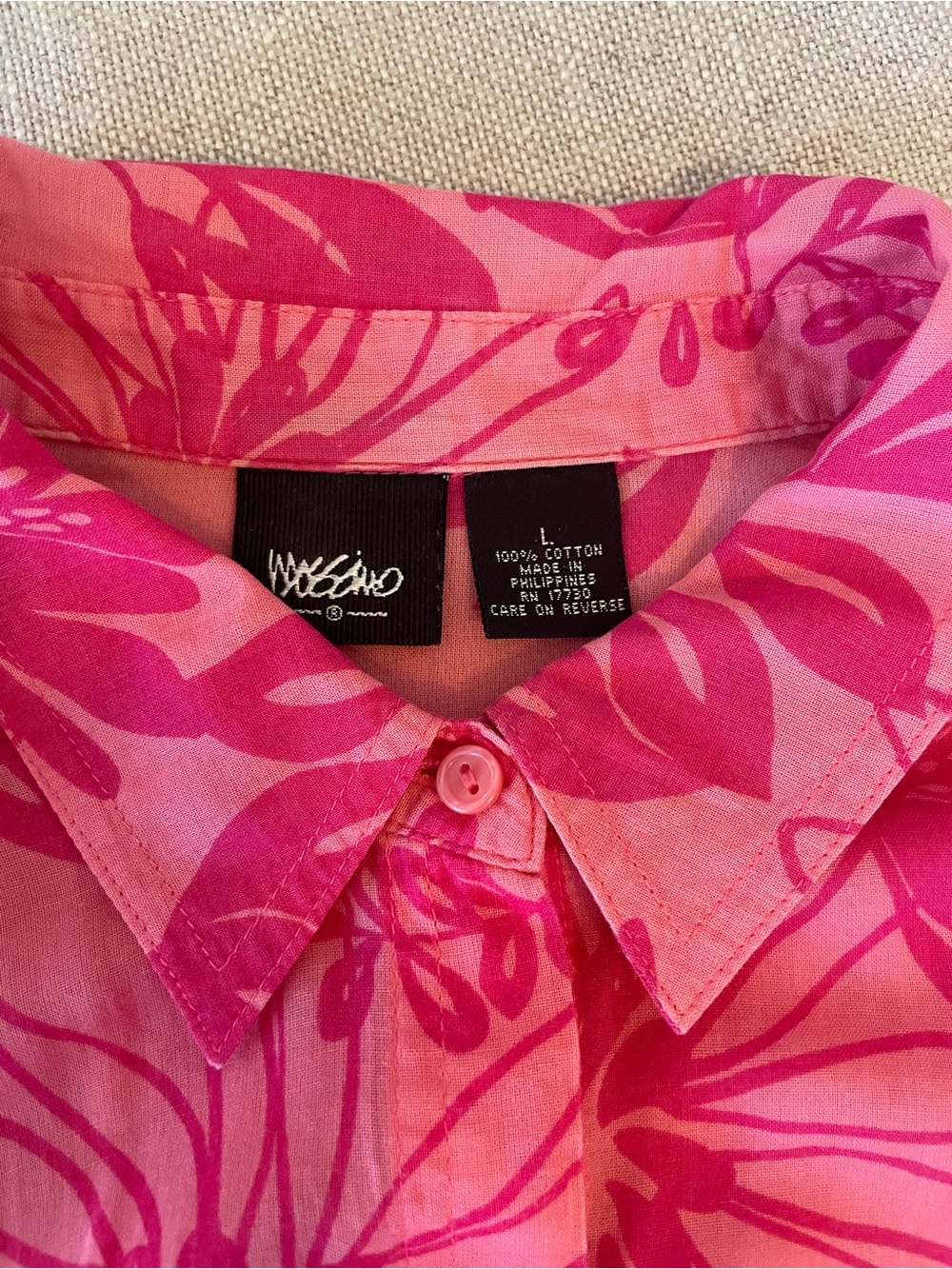 Moschino Pink Floral Print Cotton Button-Down Shirt